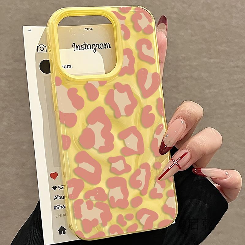Rosa Leopardenmuster Falttextur Handyhülle Für iPhone 17 Pro Max Air 16E 16 Plus 15 14 13 12 11 Stoßfest Süßigkeiten Bumper Abdeckung