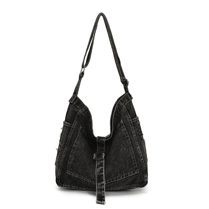 Casual Denim Tote Bag Women's 2025 New Trendy Fashion Versatile Large Capacity Shoulder Bag Retro Messenger Bag