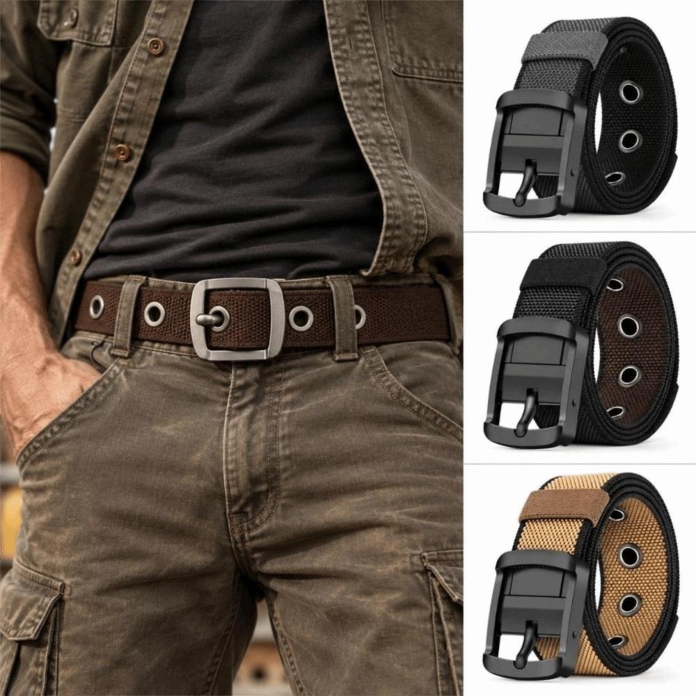 Double Sided Nylon Waist Belt Rotatable Pin Buckle Unisex Belt  For Jeans Cargo Pants