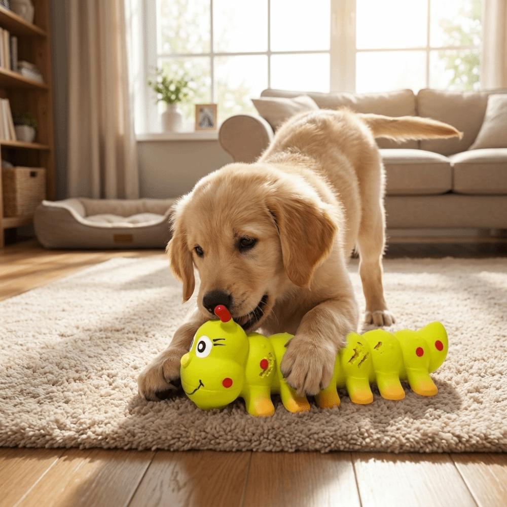 Slow Rebound Pet Squeaky Toy Caterpillar Shape Dog Grinding Teeth Stick Puppy Toy