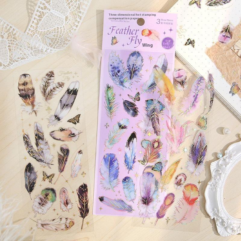 3 Sheets Themed Hot Stamping Sticker Set Decorative Stickers For Journaling Scrapbooking And DIY Crafts