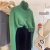 2025 Women's High Neck Wool Cashmere Sweater - Autumn/Winter Loose Fit with Split Sleeves