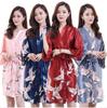 Extra Large Silk Kimono Robe with Crane Print - Plus Size Bridal and Homewear