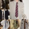 Lazy Tie Hand-tied Neckties Japanese Style Striped Collar Tie for School Shirt
