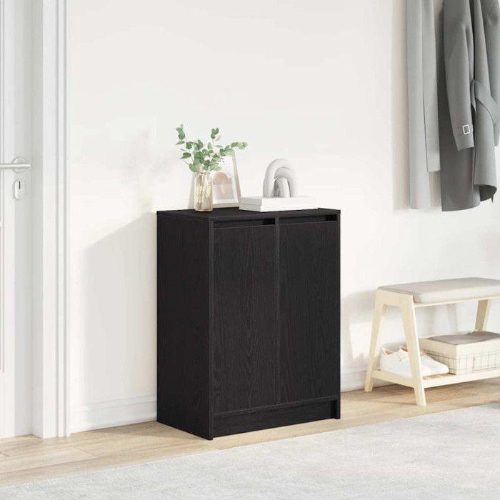 Armoire à chaussures - VIDAXL - 57x34x76 cm - Chêne noir - 2 portes - 8 étagères