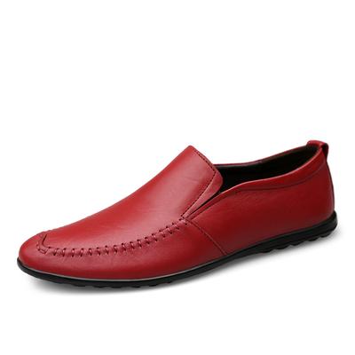 Echte Leder Slipper Herren Freizeitschuhe 2025 Designer Formell Business Herren Mokassins Slipper Flats Männliche Fahrschuhe Rot