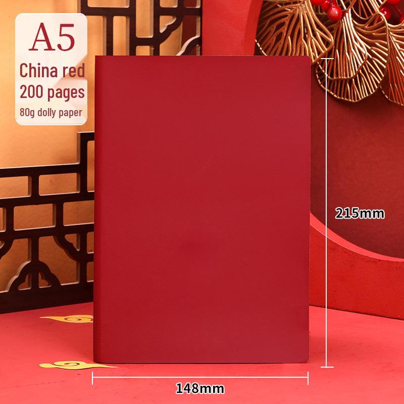 2025 A5 Business Diary: Customizable Soft Leather Office Notebook with National Trend Design and Logo Printing Options.