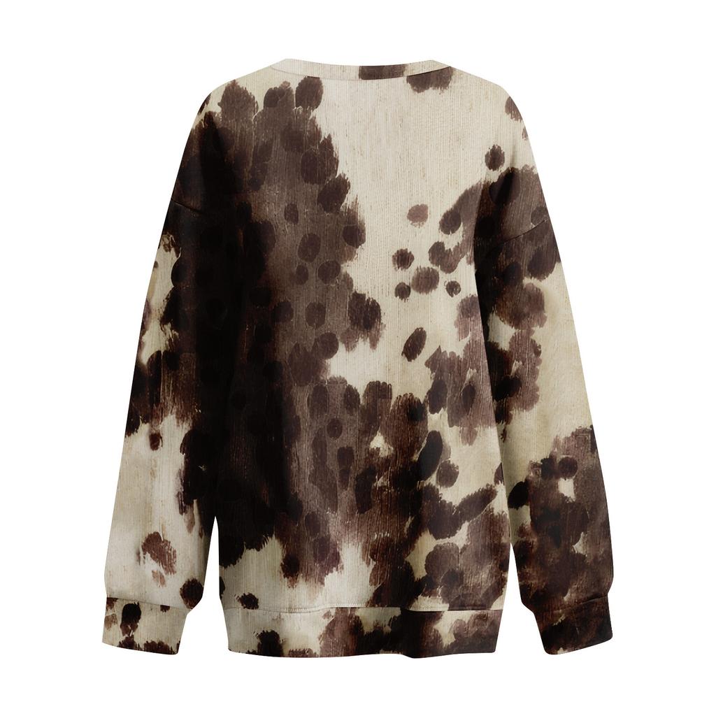 Damen Casual Fashion Vintage Bedrucktes Langarm-Sweatshirt mit O-Ausschnitt und Lagenpullover