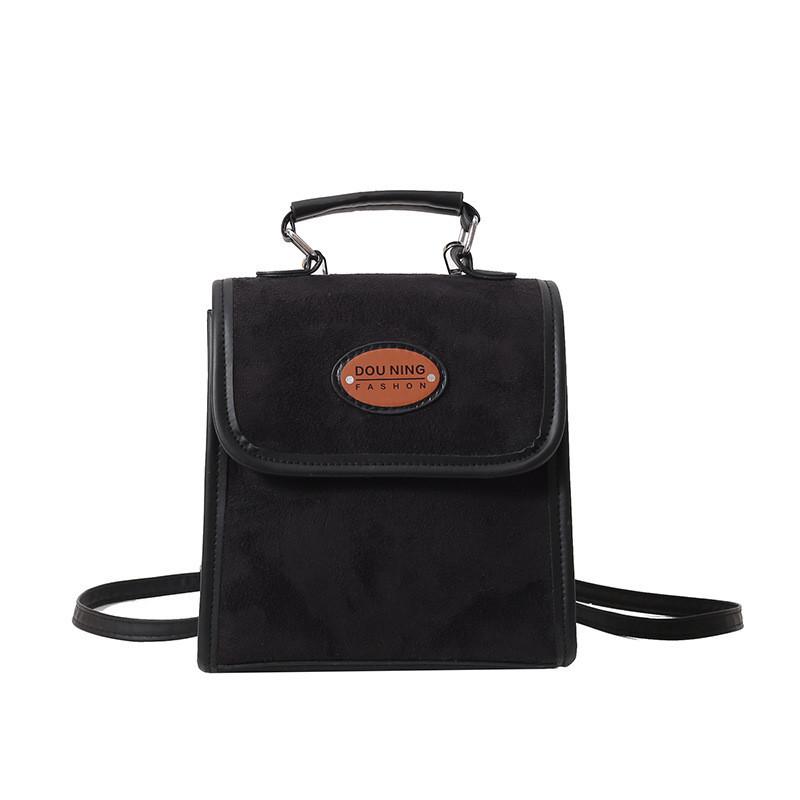 Шикарная трендовая замшевая сумка через плечо в корейском стиле для женщин, повседневная сумка кросс-боди чёрный