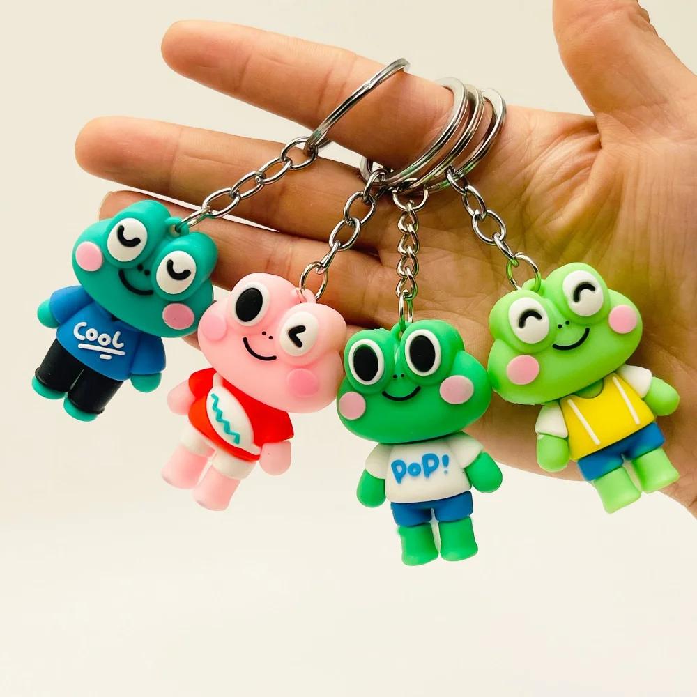 Cute Kawaii Cartoon Frog Keychain Women Girls Fashion Bag Charm Keyring Animal Accessories Gift