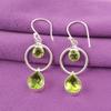 August Peridot Gemstone 925 Sterling Silver Sisters Day Dangling Hook Earrings EE-140-17