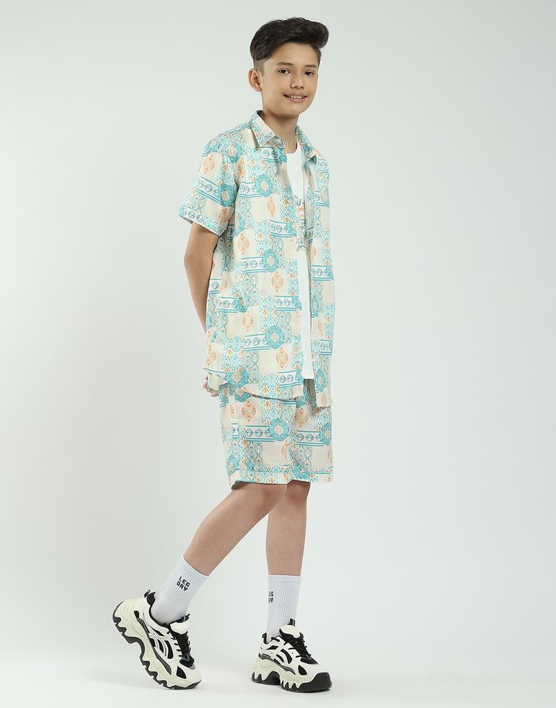 MONTE CARLO Boys Regular Fit Printed Half Sleeve Co-ord Set