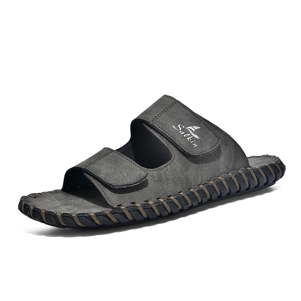 Handmade Men's Beach Slippers Plus Size Summer Comfortable Leather Slippers For Men Flip Flops