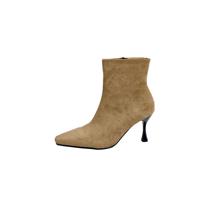 European and American temperament versatile suede celebrity high-heeled short boots