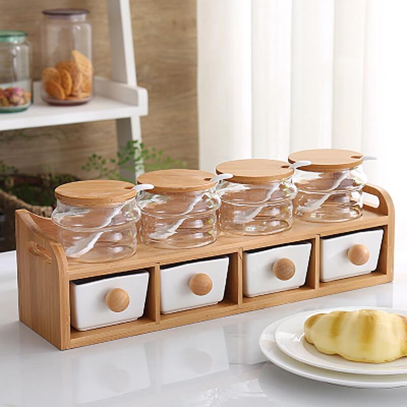 Qianxing Ceramic & Glass Condiment Set
