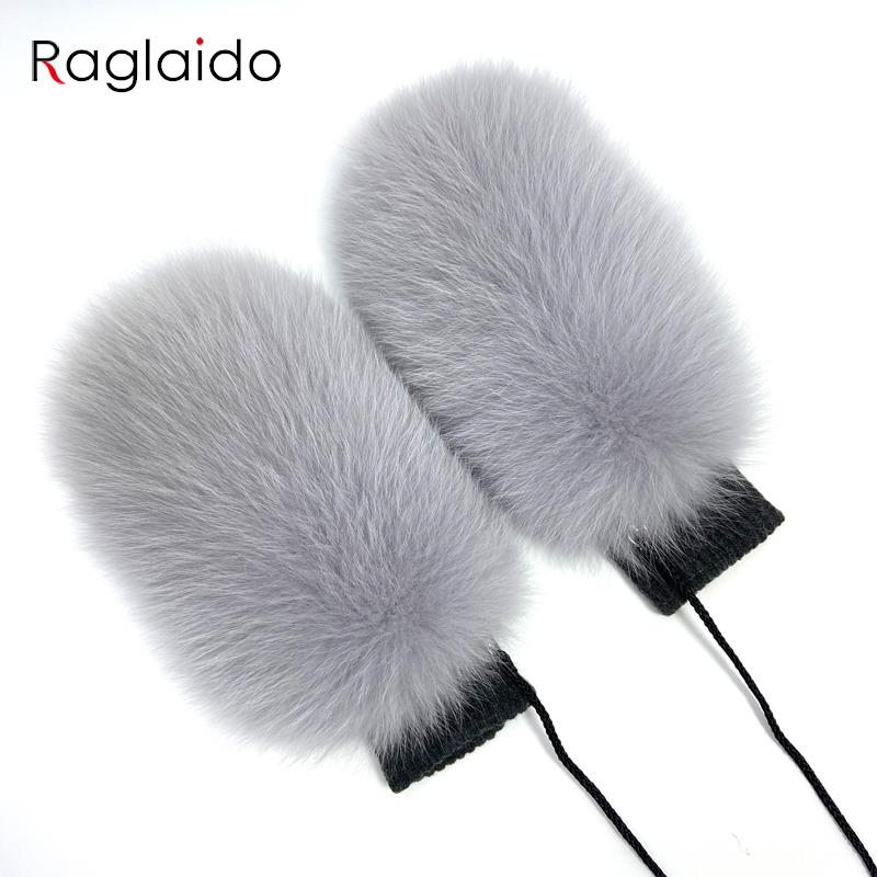 Fuchs Pelz Fäustlinge Flauschige Warme Winter Frauen Handschuhe Hohe Qualität Luxus Outdoor Warm Halten Pelz Handschuhe
