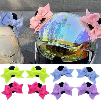 2 Adet Motosiklet Evrensel Kask Sevimli Dekorasyon Kelebek Düğüm Kulakları Hediyeler Kız Sürme Kayak Kask Sticker Aksesuarları