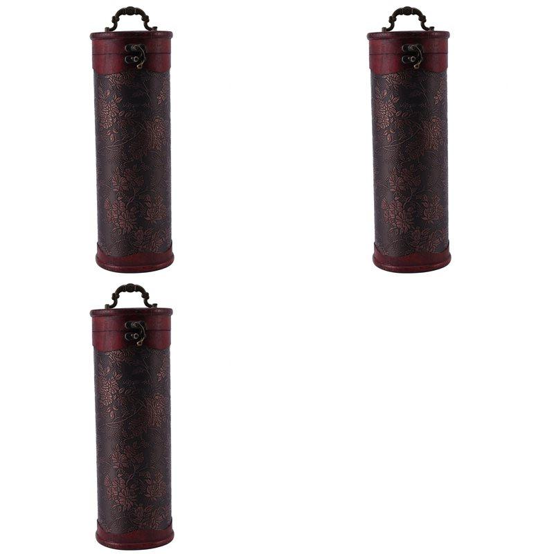 VOFUN-3X Cylinder Vintage Retro Wooden Vintage