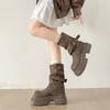 Vintage British style platform thick heel Martin boots women's 2025 new summer explosion Maillard trousers short boots