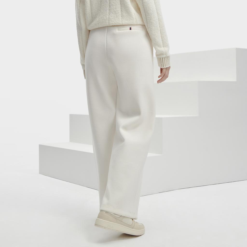 Fila Solid Color Straight Leg Knit Sports Pants Women Pants Steam-White F11W341604FIV