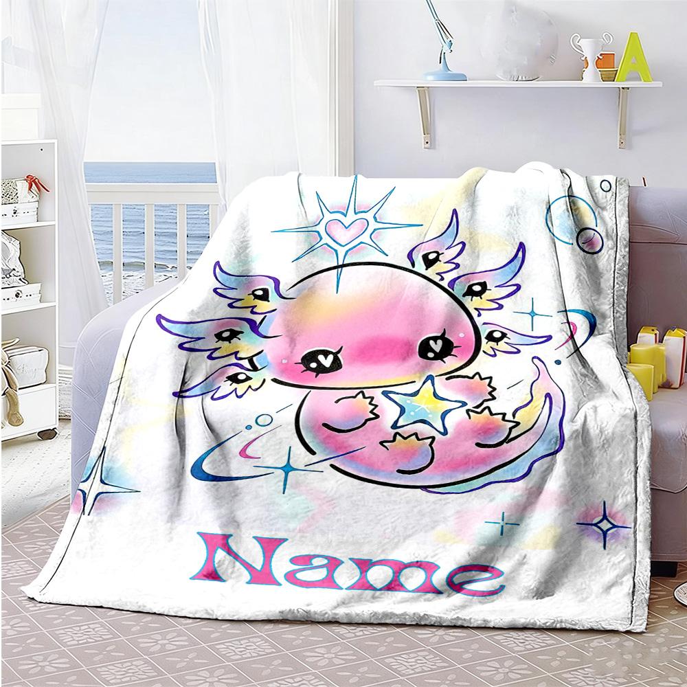 Axolotl65 Customize Your Name Blanket Throw Personalized Blanket Durable Comfort for Picnics Bedding Sofa Bed All-Season Use