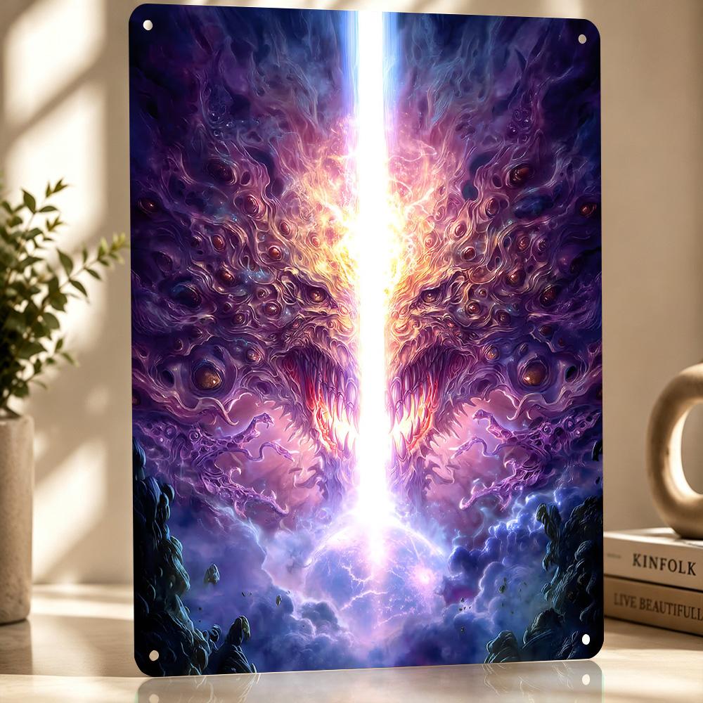 Fantasy Horror Beam D Texture Metal Poster Customized Wall Art Tin Sign Gift for Mancave Decoration Room Ornaments Funny Signs