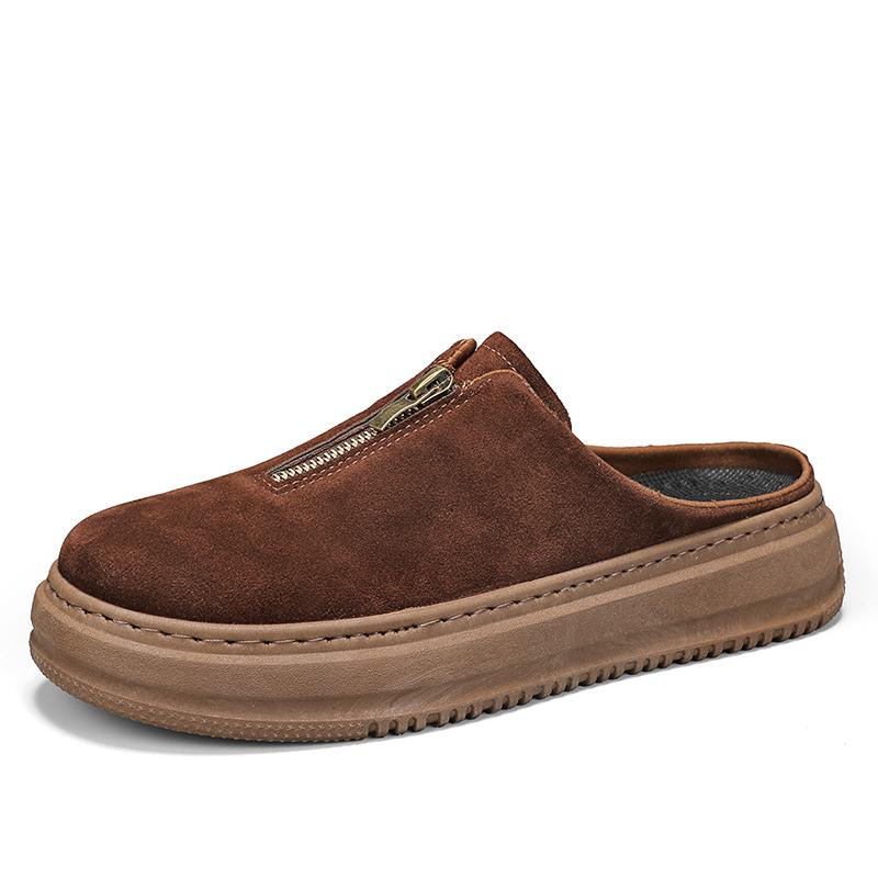 

Fashion New Arrival Men s Slippers Outdoor Soft Muller Shoes Non-Slip Sole Half Drag Comfortable Male Walking Shoes Casual Lazy Flats 39 коричневый