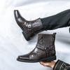 Fashion Classic Style Men Fashionable Carved Crocodile Leather Comfortable High Top Boots High-quality Pointed Toe Boots for Men Knights