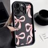 Pink Bow Knot Silicone Phone Case For iPhone 15 14 13 12 11 16 Pro Max 7 8 Plus X XS XR SE 2020 Shockproof Candy Soft Cover