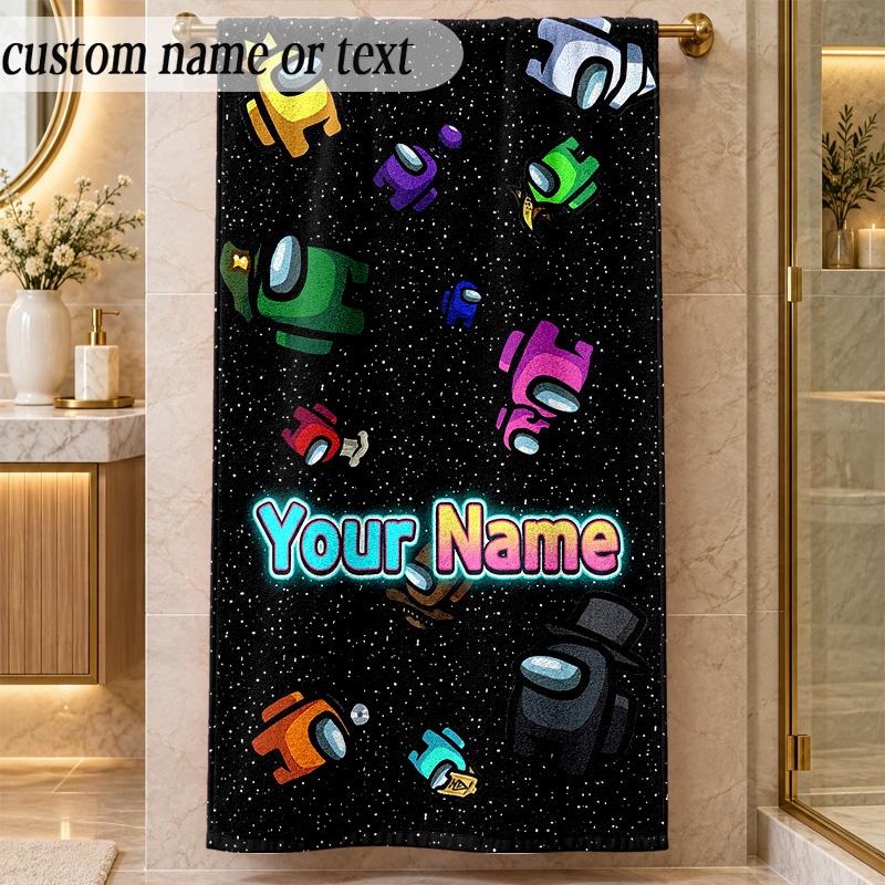 Beach TowelAmong Us Custom Name Text Personalized Soft Towel for Beach Pool Indoor Home Decor Gift