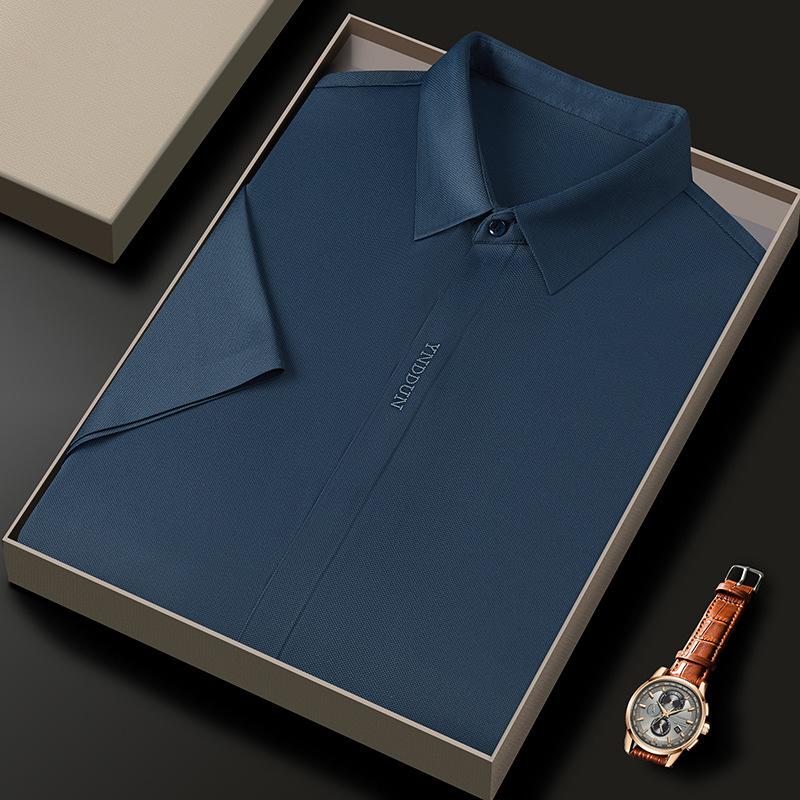 Рубашка с коротким рукавом мужская тонкая негладкая рубашка корейская деловая — фото 3