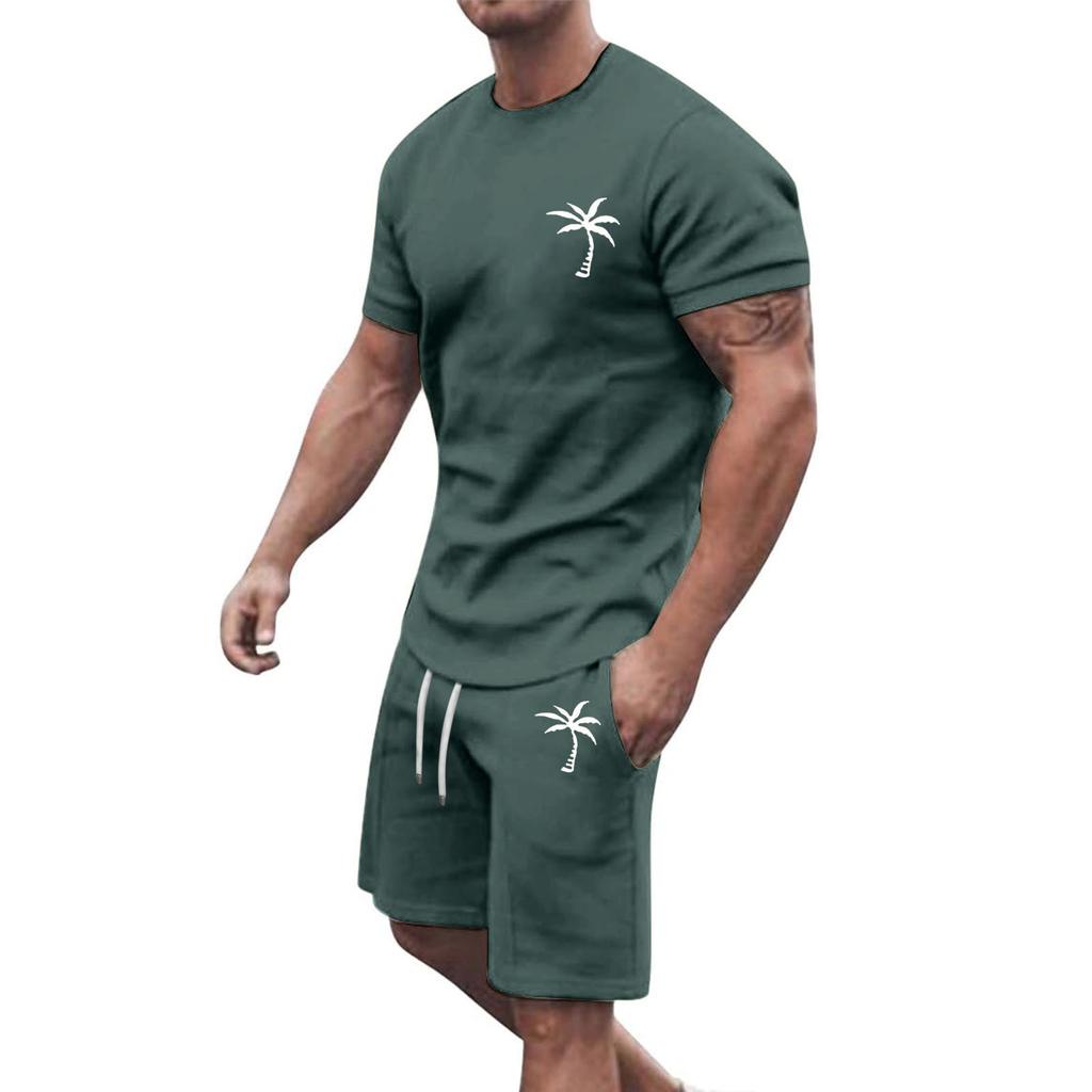 Popular Men's Summer Short-sleeved Shorts Sports and Leisure Suit In Stock
