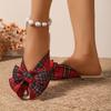 Fashion Women Slippers Fashion Sweet Bow Linen Slippers Flat Peep-toe Closed-toe Sandals Non-Slip Hollow Outdoor Shoes Slides Women