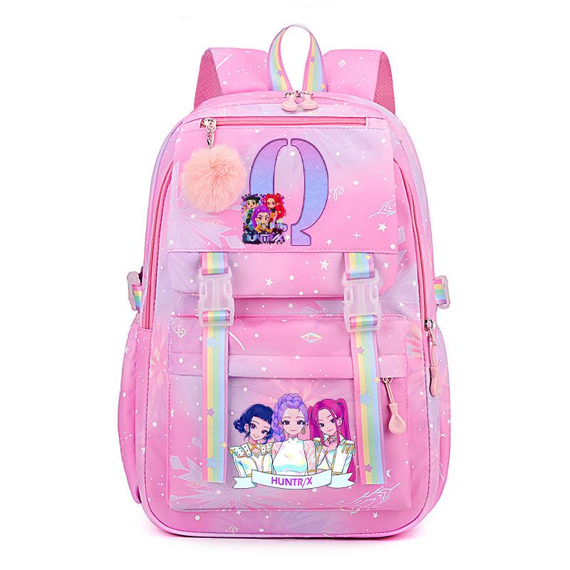 Anime Cartoon Letter Print Small Fresh Rainbow Backpack Korean Version Trend Student Large Capacity Schoolbag