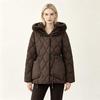 European Women's Mid-Length Hooded Cotton Jacket - 2026 Style, Loose Fit, Waist-Cinched, Fleece-Lined, Diamond Pattern, Thickened for Warmth