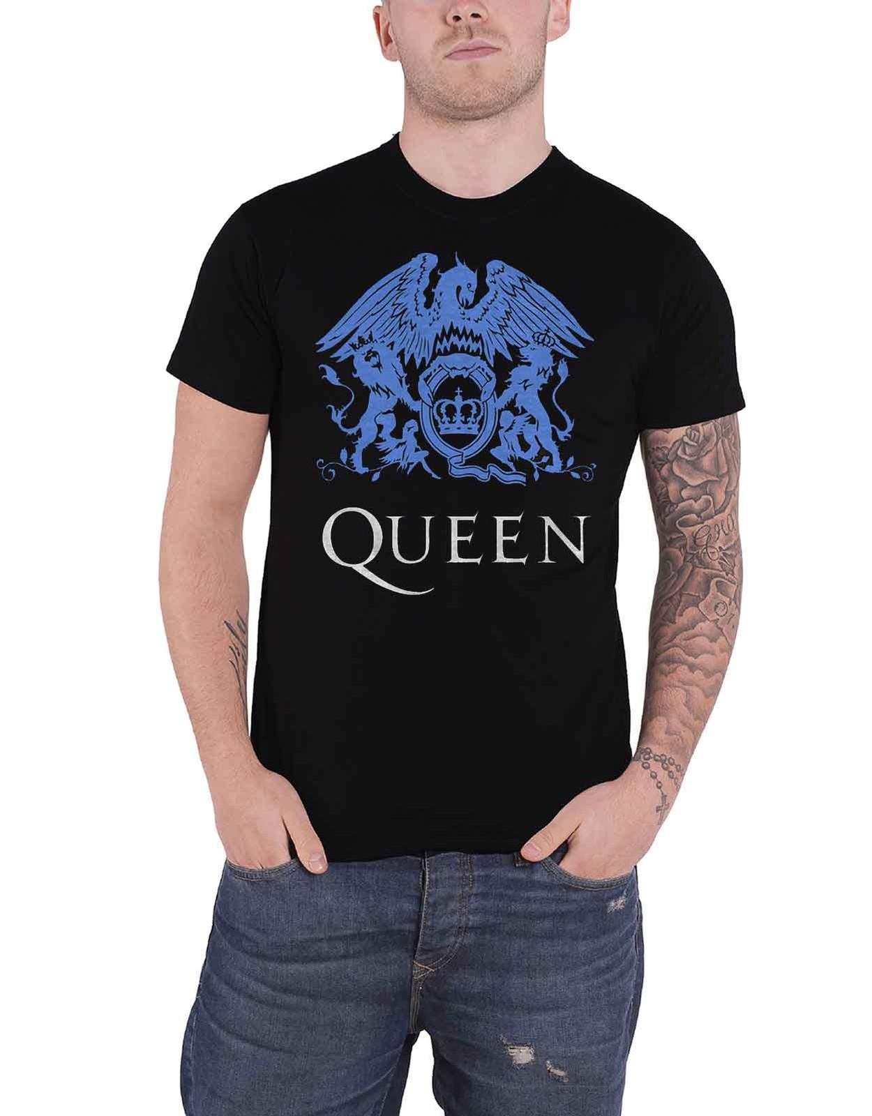 Футболка Queen Синяя Классический Герб Логотип Группы новая Официальная Мужская Черная Унисекс Футболка S