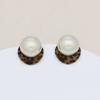 Retro Silver Needle Stud Earrings: Exaggerated Leopard Print with Pearl, European & American Hong Kong Style, Light Luxury Flocked Design