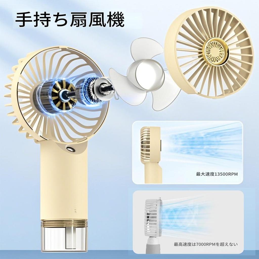 Portable Mini Handheld Mist Small but Adjustable Lightweight Spray Water Perfect for Indoors and Outdoors Fan, Powerful, 3-Level Airflow, USB-C