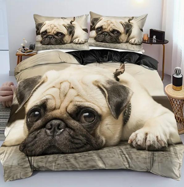 Bedding Three-Piece Set 3D Digital Printing Animal Cat And Dog Bed Sheet Quilt Cover