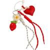 Handmade leather love bow bag hanging strawberry flower woven rope pendant keychain high sense