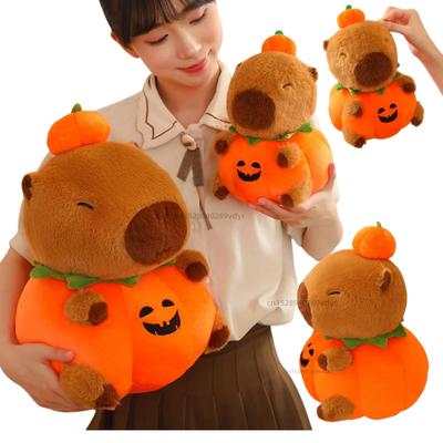 Yeni 25-60cm Cadılar Bayramı Balkabağı Kapibara Peluş Bebek Yumuşak Çizgi Film Yastık Hayvan Oyuncakları Bebek Doğum Günü Cadılar Bayramı Kızlar için Hediyeler Dekor