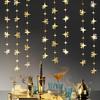 Glitter Gold Four-Angle Star Paper Garland Banner Décor 40 Feet Gold Twinkle Star Hanging Bunting Banner Backdrop for Wedding Baby Shower Birthday