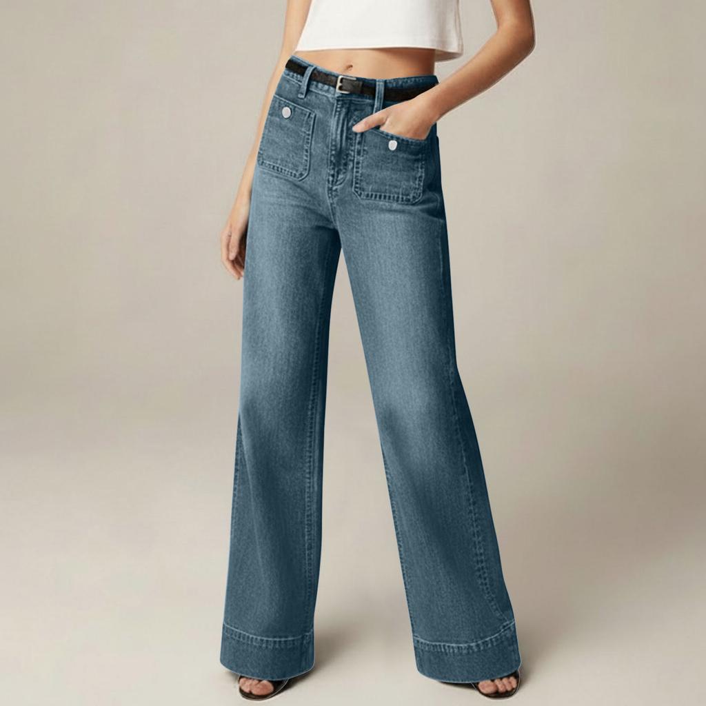 Women's Fashion Slim-Fit Versatile Slightly Flared Long Pants Casual Jeans