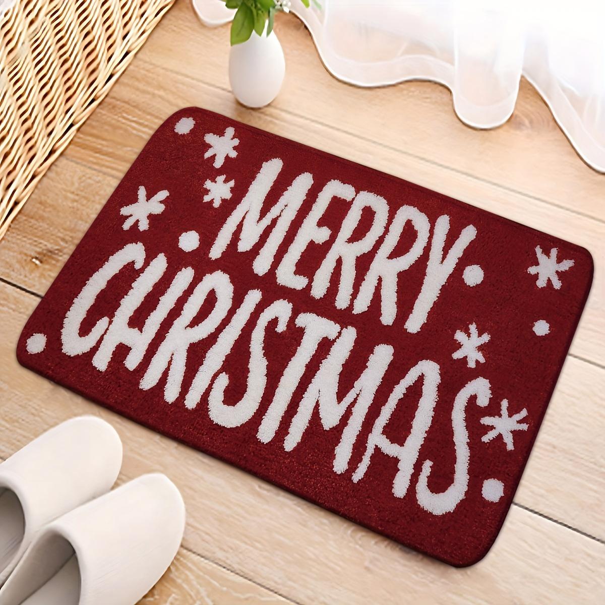 

VIKAMA Christmas Carpet Red Soft Doormat Simple Letter Welcome Mat Living Room Carpet Rug For Bedroom Home Decoration 40X60CM (1.3X2FT