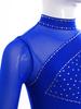 Girls Figure Skating Leotard Sparkling Rhinestones Sheer Mesh Long Sleeves Cutout Back Design Gymnastics Competition Costume