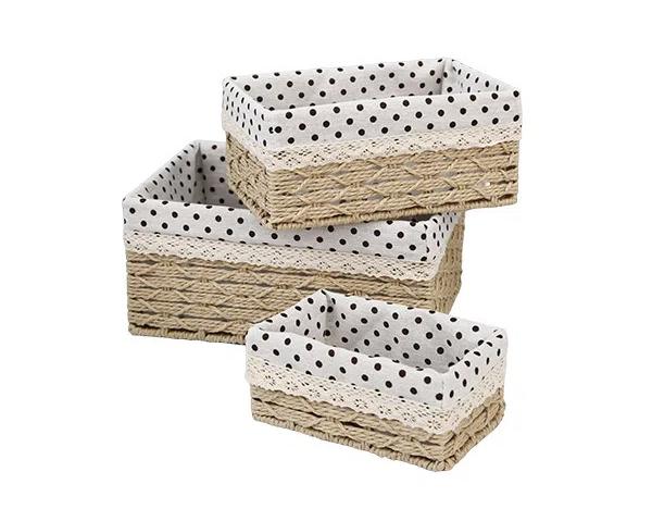 

Настольный ящик для хранения плетеный закуски косметика игрушки корзина для хранения бытовой тканевый кофейный столик разные предметы корзина для ключей A set of three