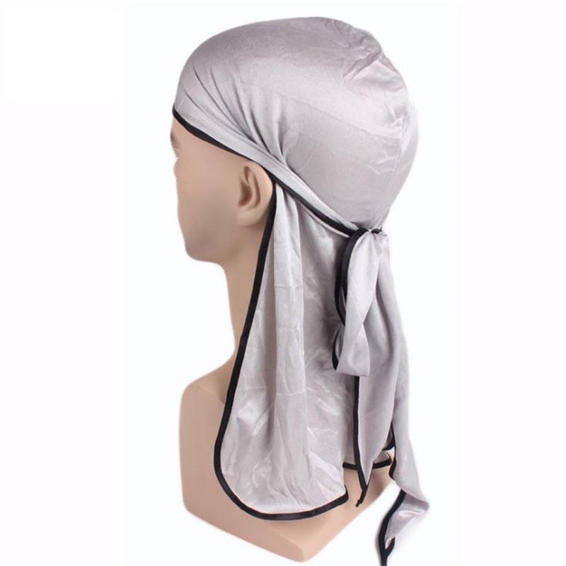 Breathable Unisex Satin Bandana Hat Silky Durag Do Doo Du Rag Long Tail Headwrap