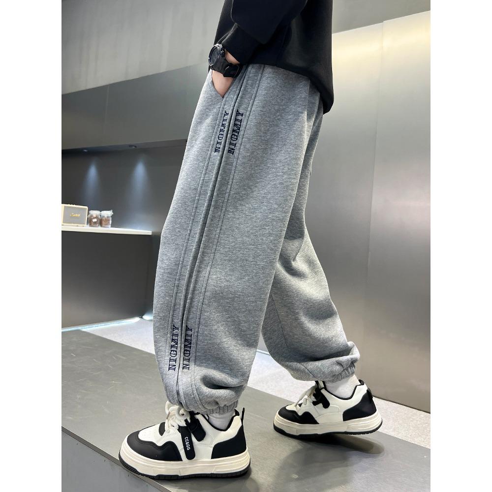 Boys' Thickened Plush Sweatpants - Autumn/Winter 2025 Collection: Casual and Sport Long Pants for Children