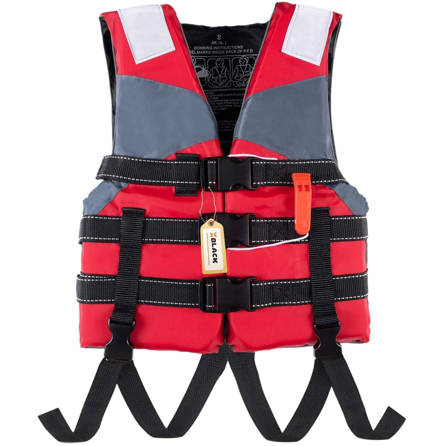 

Life Jacket Floating Vest Set with Caller, Life Jacket for Kids, Adults, and Unisex, Reflective Bands, 4 Colors & 4 Sizes... (Red, XL)