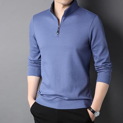 Herren Pullover mit halbem Reißverschluss Frühling und Herbst Jugend einfarbig Stehkragen Pullover Langarm T-Shirt Locker lässiges Oberteil
